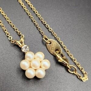 Avon 18" Goldtone Vintage Necklace with Faux Pearl and March Birthstone Pendant